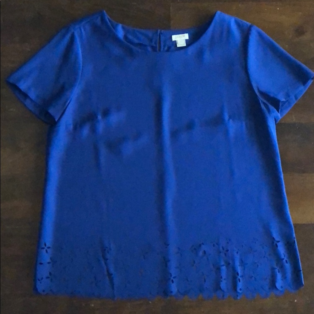 WORN ONCE JCrew Laser cut trim blouse